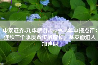 中泰证券-九华旅游-603199-25年中报点评：连续三个季度双位数增长，基本面进入加速期