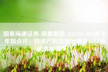 国泰海通证券-易鑫集团-2858.HK-2025年半年报点评：轻资产转型加速推进，资金成本加速下行