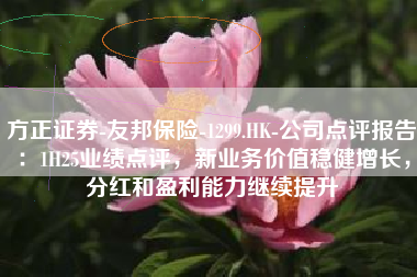 方正证券-友邦保险-1299.HK-公司点评报告：1H25业绩点评，新业务价值稳健增长，分红和盈利能力继续提升
