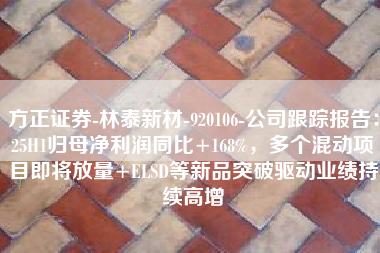 方正证券-林泰新材-920106-公司跟踪报告：25H1归母净利润同比+168%，多个混动项目即将放量+ELSD等新品突破驱动业绩持续高增