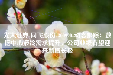 光大证券-同飞股份-300990-动态跟踪：数据中心液冷需求提升，公司业绩有望迎来新增长极