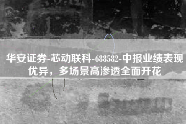 华安证券-芯动联科-688582-中报业绩表现优异，多场景高渗透全面开花