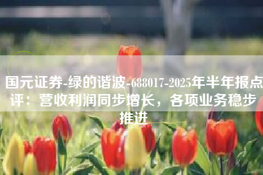 国元证券-绿的谐波-688017-2025年半年报点评：营收利润同步增长，各项业务稳步推进
