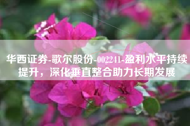 华西证券-歌尔股份-002241-盈利水平持续提升，深化垂直整合助力长期发展