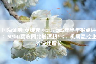 国海证券-英维克-002837-2025年半年报点评：2025H1营收同比增速超50%，机房温控业务快速增长