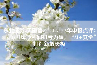 东北证券-天融信-002212-2025年中报点评：2025Q2归母净利润扭亏为盈，“AI+安全”打造新增长极