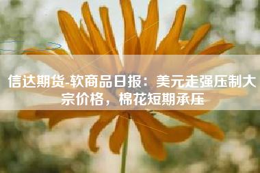 信达期货-软商品日报：美元走强压制大宗价格，棉花短期承压