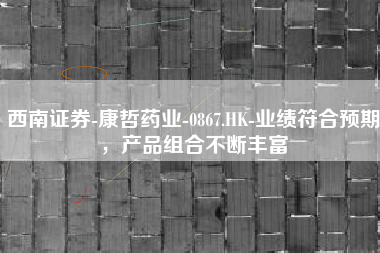 西南证券-康哲药业-0867.HK-业绩符合预期，产品组合不断丰富