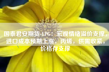 国泰君安期货-LPG：宏观情绪溢价支撑，进口成本预期上涨，丙烯，供需收紧，价格存支撑