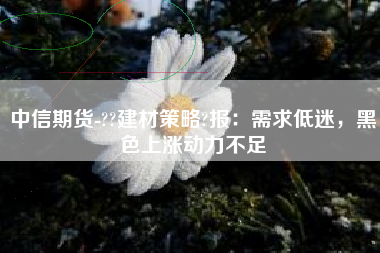 中信期货-??建材策略?报：需求低迷，黑色上涨动力不足