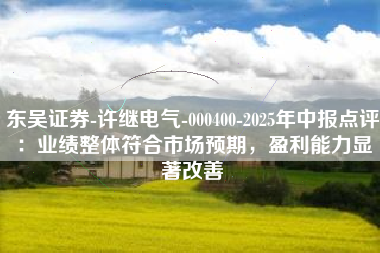 东吴证券-许继电气-000400-2025年中报点评：业绩整体符合市场预期，盈利能力显著改善