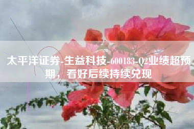 太平洋证券-生益科技-600183-Q2业绩超预期，看好后续持续兑现