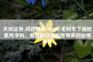 天风证券-鸿路钢构-002541-毛利率下滑拖累吨净利，重视钢铁反内卷带来的业绩弹性