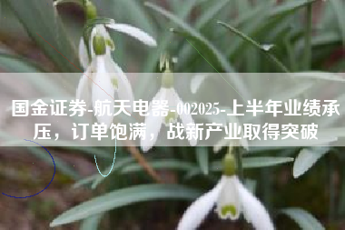 国金证券-航天电器-002025-上半年业绩承压，订单饱满，战新产业取得突破