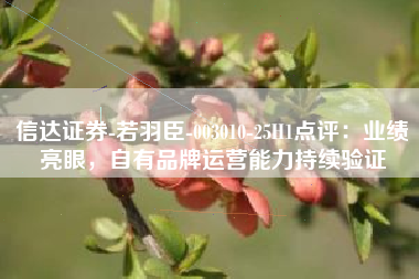 信达证券-若羽臣-003010-25H1点评：业绩亮眼，自有品牌运营能力持续验证