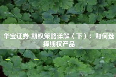 华宝证券-期权策略详解（下）：如何选择期权产品