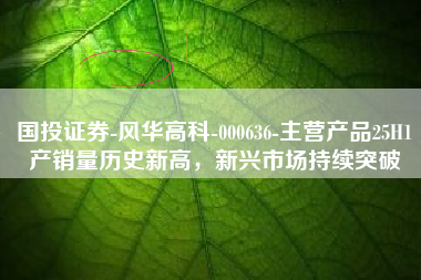国投证券-风华高科-000636-主营产品25H1产销量历史新高，新兴市场持续突破