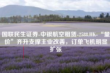 国联民生证券-中银航空租赁-2588.HK-“量价”齐升支撑主业改善，订单飞机明显扩张
