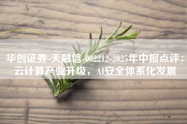 华创证券-天融信-002212-2025年中报点评：云计算产业升级，AI安全体系化发展