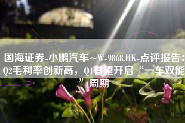 国海证券-小鹏汽车~W-9868.HK-点评报告：Q2毛利率创新高，Q4有望开启“一车双能”周期