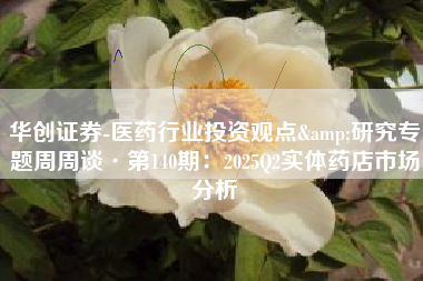 华创证券-医药行业投资观点&研究专题周周谈·第140期：2025Q2实体药店市场分析