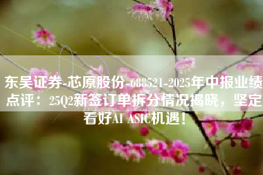 东吴证券-芯原股份-688521-2025年中报业绩点评：25Q2新签订单拆分情况揭晓，坚定看好AI ASIC机遇！