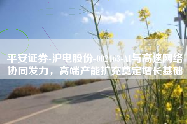 平安证券-沪电股份-002463-AI与高速网络协同发力，高端产能扩充奠定增长基础