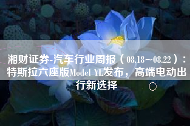 湘财证券-汽车行业周报（08.18~08.22）：特斯拉六座版Model YL发布，高端电动出行新选择