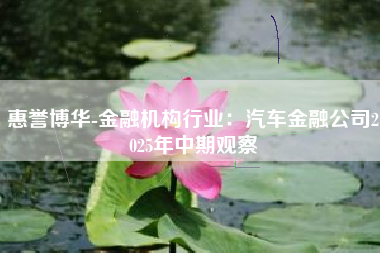惠誉博华-金融机构行业：汽车金融公司2025年中期观察