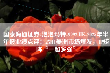 国泰海通证券-泡泡玛特-9992.HK-2025年半年报业绩点评：25H1美洲市场爆发，IP矩阵“一超多强”