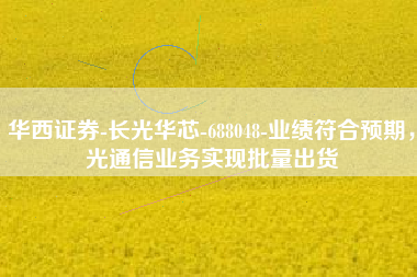 华西证券-长光华芯-688048-业绩符合预期，光通信业务实现批量出货