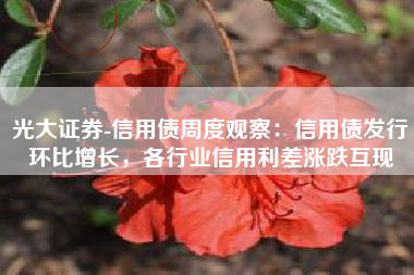 光大证券-信用债周度观察：信用债发行环比增长，各行业信用利差涨跌互现