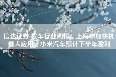 信达证券-汽车行业周报：上海市加快机器人应用，小米汽车预计下半年盈利