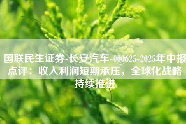 国联民生证券-长安汽车-000625-2025年中报点评：收入利润短期承压，全球化战略持续推进
