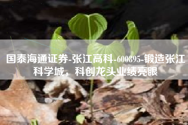国泰海通证券-张江高科-600895-锻造张江科学城，科创龙头业绩亮眼