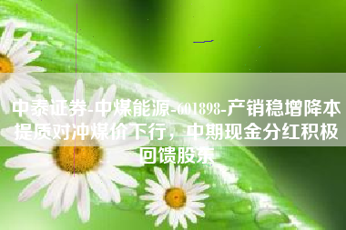 中泰证券-中煤能源-601898-产销稳增降本提质对冲煤价下行，中期现金分红积极回馈股东