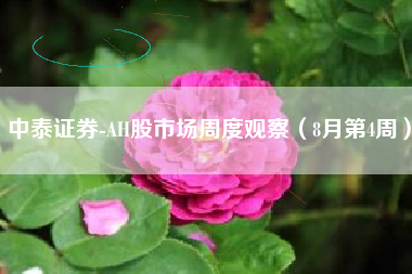 中泰证券-AH股市场周度观察（8月第4周）