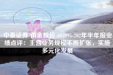中泰证券-甬金股份-603995-202年半年报业绩点评：主营业务规模不断扩张，实施多元化发展