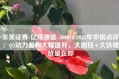 东吴证券-亿纬锂能-300014-2025年中报点评：Q2动力盈利大幅提升，大圆柱+大铁锂放量在即