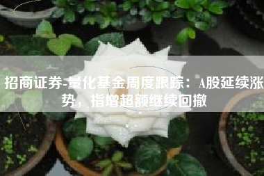 招商证券-量化基金周度跟踪：A股延续涨势，指增超额继续回撤