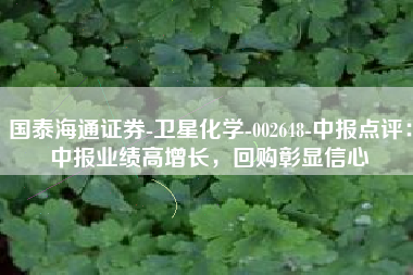 国泰海通证券-卫星化学-002648-中报点评：中报业绩高增长，回购彰显信心