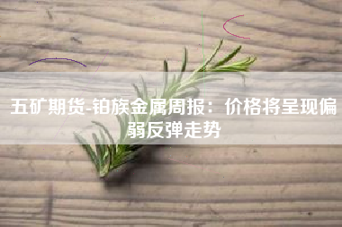 五矿期货-铂族金属周报：价格将呈现偏弱反弹走势