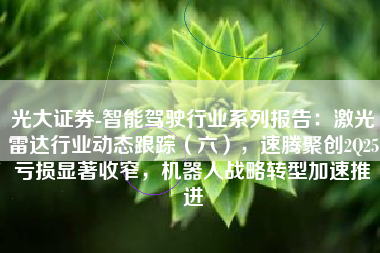 光大证券-智能驾驶行业系列报告：激光雷达行业动态跟踪（六），速腾聚创2Q25亏损显著收窄，机器人战略转型加速推进