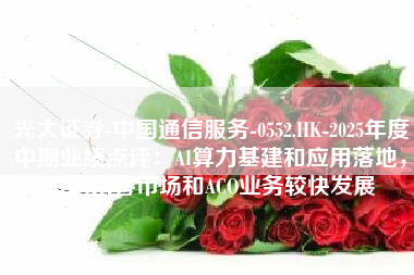 光大证券-中国通信服务-0552.HK-2025年度中期业绩点评：AI算力基建和应用落地，带动集客市场和ACO业务较快发展