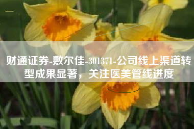 财通证券-敷尔佳-301371-公司线上渠道转型成果显著，关注医美管线进度