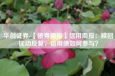 华创证券-【债券周报】信用周报：赎回扰动反复，信用债如何参与？