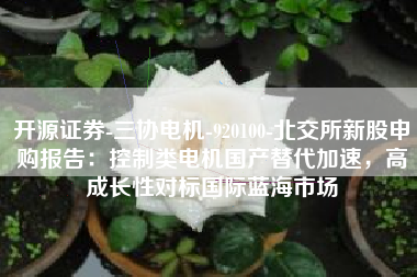 开源证券-三协电机-920100-北交所新股申购报告：控制类电机国产替代加速，高成长性对标国际蓝海市场
