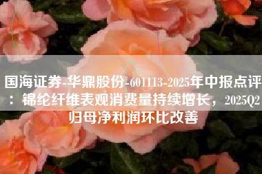 国海证券-华鼎股份-601113-2025年中报点评：锦纶纤维表观消费量持续增长，2025Q2归母净利润环比改善