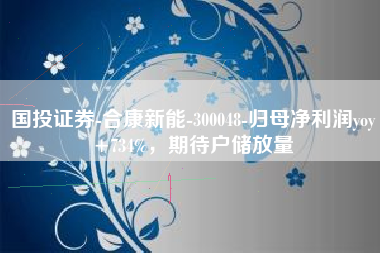 国投证券-合康新能-300048-归母净利润yoy+734%，期待户储放量