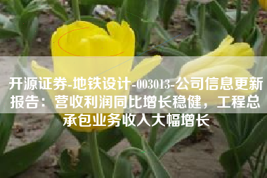 开源证券-地铁设计-003013-公司信息更新报告：营收利润同比增长稳健，工程总承包业务收入大幅增长
